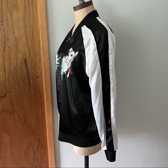 FRENCH BULLDOG sz S SUKAJAN Jacket Souvenir Black White Long Sleeve Zipper - Picture 4 of 7